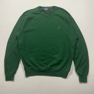 Vintage Polo Ralph Lauren Green Classic Orange Pony Crewneck Sweater Men’s M - Picture 1 of 5