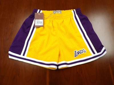 MUJER MITCHELL & NESS NBA HWC LOS ANGELES LAKERS SWINGMAN PANTALONES CORTOS DORADOS TALLA XS Foto 1 de 4