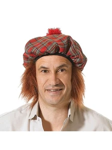 Scotsman Tartan Hat & Ginger Wig Adult Costume Accessory for Stag & Party Fun - Picture 1 of 1