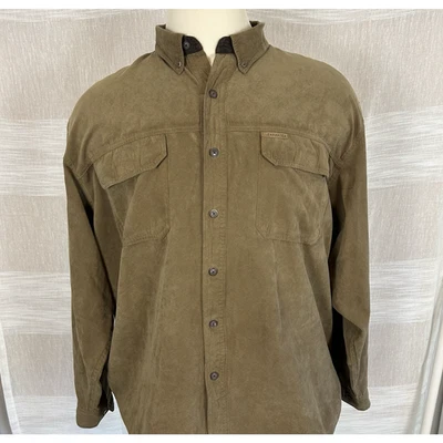 Clearwater Outfitters Mens XXL Faux Suede Button Down Shirt Beige Long Sleeve 2X - Image 1 of 4