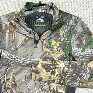 Under Armour Scent Control Top Mens M Camo Fitted 1/4 zip Cold Gear Pullover - Picture 1 of 13