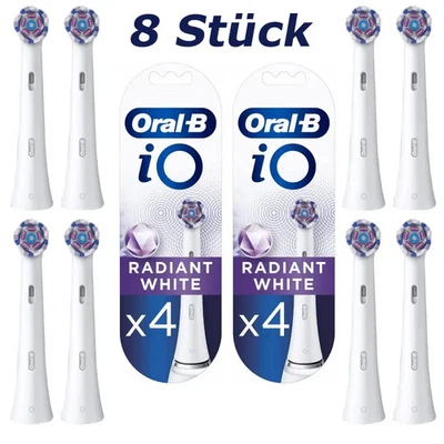 8er Pack Oral-B iO Ersatzbürsten Radiant Weiß für langfristigen Zahnschutz DE - Bild 1 von 3