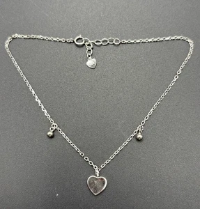 Tobillera Ajustable Corazones Plata Esterlina 10" Nuevo Estado X7  - Imagen 1 de 10
