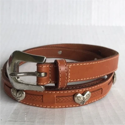 Cinturón concho de cuero para mujer FOSSIL corazones plateados vaquera festival occidental boho S Foto 1 de 4