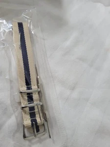 Horo Techne Nato Watch Traps 18mm Cream & Blue - Picture 1 of 3