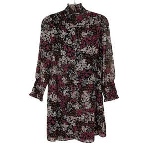 Ann Taylor geblümtes Etuikleid mit gesmoktem Ausschnitt Größe 4P neu mit Etikett schwarz pink - Bild 1 von 11