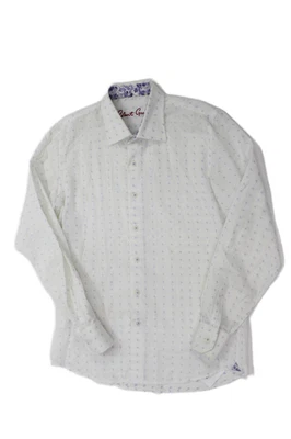 Robert Graham Childrens Boys Button Down Dress Shirt White Blue Size 14-16 - Image 1 of 4