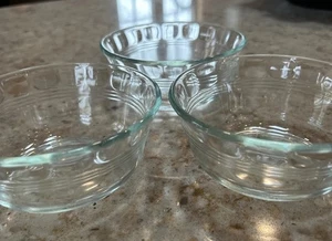 Vintage 3 Pyrex Klar Blau Tönung Geriffelt Pudding Dessert Schüsseln 10 oz - Bild 1 von 7