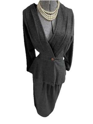 TAMOTSU Nueva York Talla XS Falda Traje Conjunto Dos Piezas Suave 100% Lana Bolsillos De Colección Foto 1 de 4