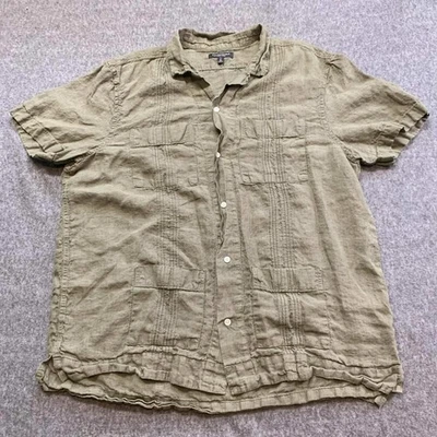 Banana Republic Linen Shirt Mens XL Olive Green Short Sleeve Casual Outdoor - Image 1 of 4