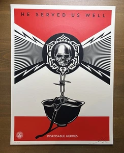 Shepard Fairey Obey HÉROES DESECHABLES METÁLICOS Firmado Numerado Impresión 45/450 - Imagen 1 de 3
