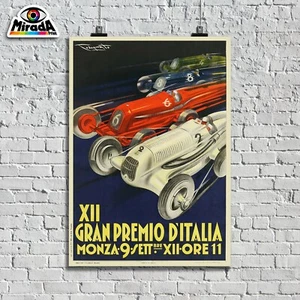 Carteles Cartel Vintage Gran Premio Italia Monza Parabólica Cars Auto Hipódromo - Imagen 1 de 2