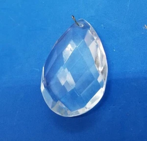 Vtg Teardrop Crystal Drop Prism Chandelier Part 73mm / 3", Diamond /Almond  - Picture 1 of 5
