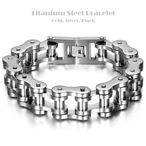 Titanium Cool Men Bicycle Motorcycle Mens Moto Chain Bracelet 3Colors - Picture 1 of 7