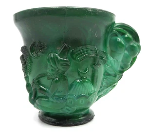 Beautiful Antique Art Deco HENRIK HOFFMAN Czech Malachite Glass Tea Cup - Picture 1 of 12