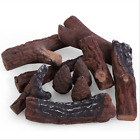 10 Pieces Ceramic Wood Gas Log Set Fireplace Imitation Wood Propane Firepit Logs