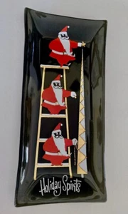 Vintage MCM Houze schwarz Rauchglas Weihnachten Tablett Schale Urlaub Weihnachtsmänner exzellenter Zustand - Bild 1 von 2