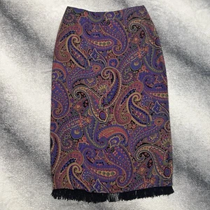 Vintage USA 90s Clio Beaded Colorful Maxi Skirt Paisley Size 10, W30" - Picture 1 of 11