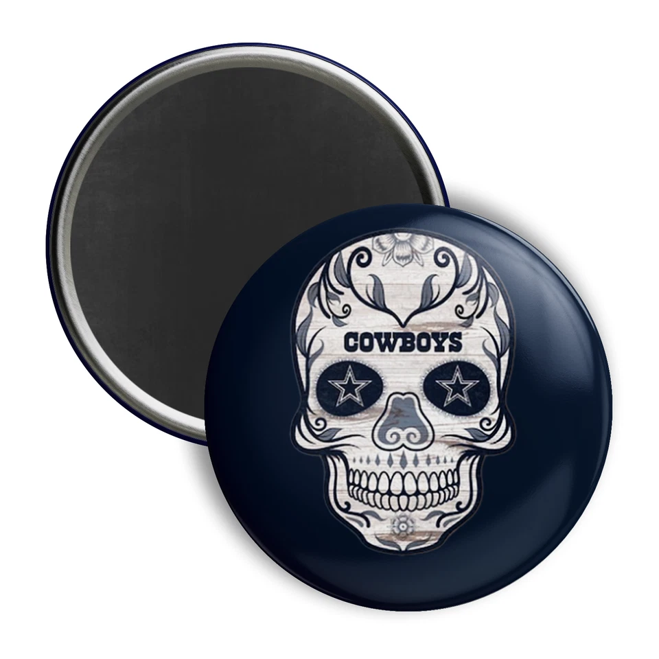 NFL Team Sugar Skull Magnet, CHOOSE YOUR TEAM - 2.25" Football Fan- Gift - Image 1 of 1