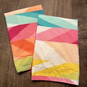 PAIR (2) POTTERY BARN PB Teen Cotton Pillow Shams Standard Colorful Geometric - Picture 1 of 9