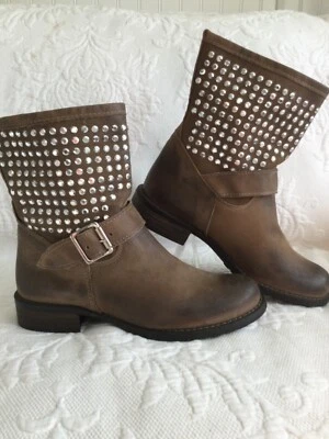 LAVORAZIONE ARTIGIANA Womens US5.5-6 36 MadeinItaly Studded BrownLeather Bootie - Image 1 of 4
