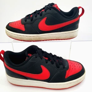 Nike Court Borough Shoes Boys Size 4.5Y Red Black Bred Basketball Sneakers Gym - Picture 1 of 10