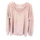 Maurices Pink Sparkle Crochet Neck LS Pullover Stretch Top Sweater Sz XL Grandma