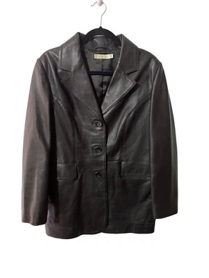 Chaqueta de cuero Tweeds vintage para mujer usada en excelente estado talla 12 negra Foto 1 de 4