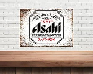 Asahi Metall Bierschild, Männerhöhle, Bierhütte. Vintage Schilder. Garage Bar. - Bild 1 von 1