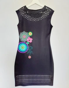 Desigual Bodycon Kleid Gr. M schwarz Cut Out Design ärmellos schrullig Anlass - Bild 1 von 15