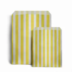 Yellow Candy Stripe Paper Bags Various 2 Sizes - Picture 1 of 1
