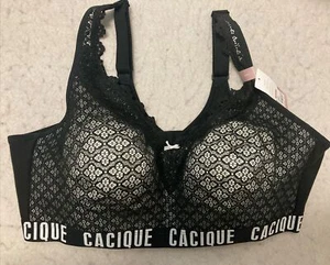 Lane Bryant Cacique No Wire Unlined Full Coverage Bra Size 46DD Black Lace NWT - Picture 1 of 12