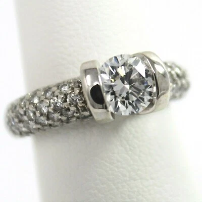  .92 ct GIA F/VS2 Gelin Abaci Tension Set Diamond Ring 18k Gold Sz 5 B0996 - Image 1 of 4