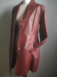 OXBLOOD LEDER TRENCHCOAT 12 10 Long Line Blazer rot smart VALI VINTAGE weich - Bild 1 von 20