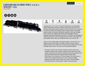 Lionel 28075 Chesapeake & Ohio TMCC 2-6-6-2 Mallet #1521 - O Gauge 1/48 New MIB - Picture 1 of 5