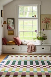Modern Hoxton Geometric Wool Rug Hand-Tufted Multicolor Contemporary Decor - Picture 1 of 5