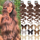 Invisible Tape In Russian Human Hair Extensions THICK Full Head Skin Weft Wave