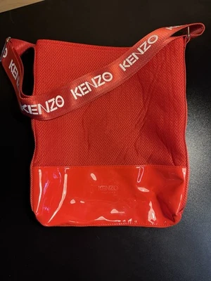 KENZO PARIS AUTHENTIC CROSSBODY SHOULDER TOTE BAG RED NYLON VINYL EXCELLENT COND - Image 1 of 4