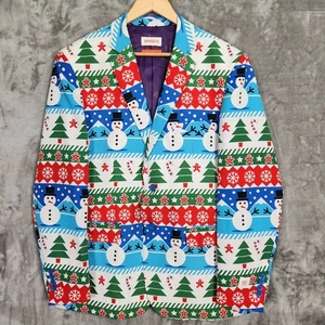 Chaqueta Blazer Opposuits Fea Navidad Para Hombre L/42-44 Azul Muñeco de Nieve Fiesta de Vacaciones - Imagen 1 de 13