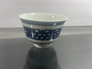 Chinese Qing Dynasty Style Blue WJapanese Kyusu Teapot w/hite 2 3/4” Footed Bowl - Picture 1 of 6