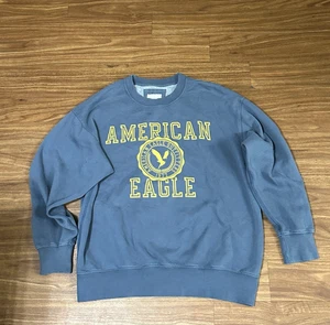 Sudadera American Eagle Logo Gráfico Mujer Azul Talla Pequeña *Mancha - Imagen 1 de 12