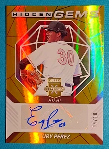 2021 Elite Extra Edition Eury Perez AUTO Hidden Gems Gold SP #4/10 - Picture 1 of 3