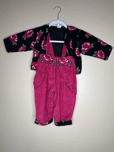 Vintage 18 Months Corduroy Overalls And Jacket Set Made In Philippines Pink - Picture 1 of 7