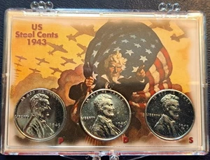 1943 P, D, S,Steel Cent Set,BU Condition, Error 1943-S, S Over S RPM MintMark - Picture 1 of 11