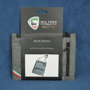 Mia Toro RFID Blocking Neck Pouch, Multi, GREY One Size (7.8"x6") NEW - Picture 1 of 8