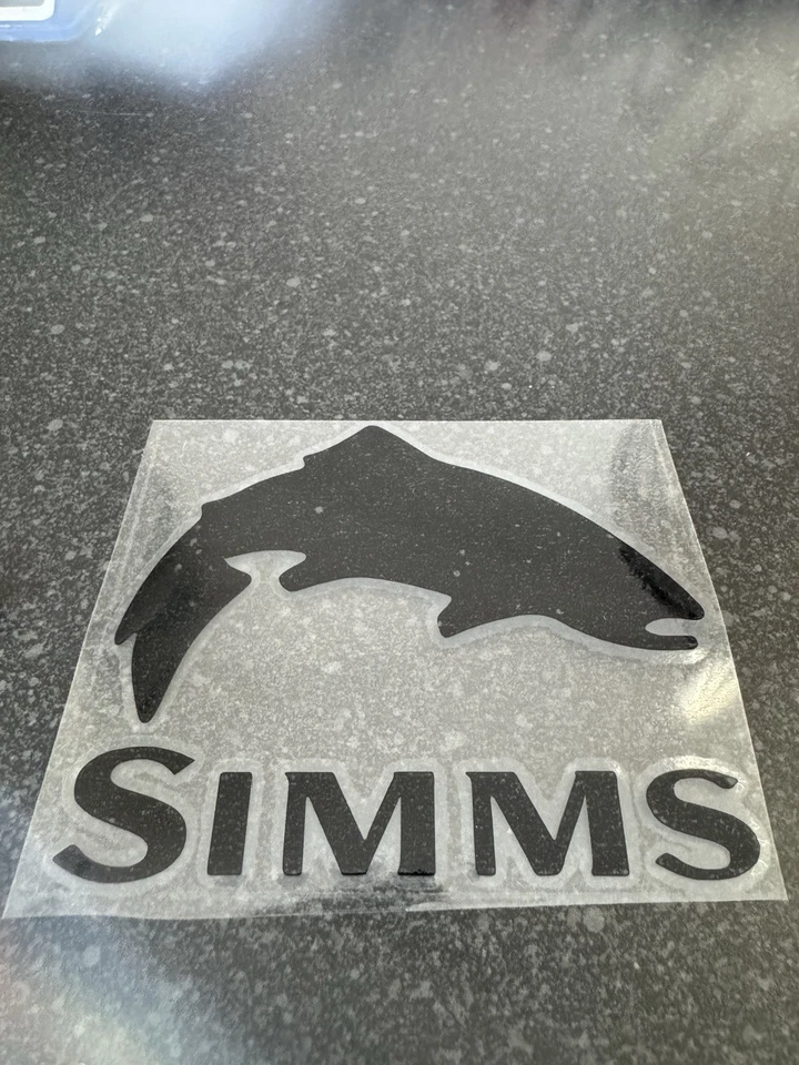 SIMMS LICENSED LOGO FLY FISHING LOGO STICKER 10 X 8cm Fly Box, Car Windscreen - Image 1 of 2