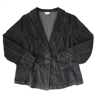 Monroe & Main Denim Pleated Stitched Jacket  18W  Dress Business Suit Dark Wash - Image 1 of 4