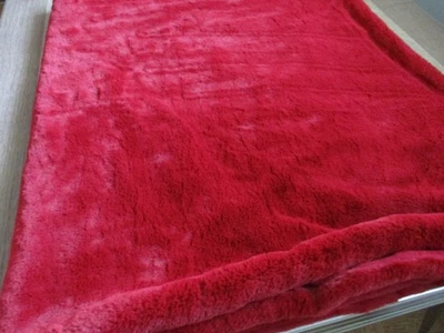 Max Studio maroon velvet plush blanket/ throw 50 x 58 lined back - Image 1 of 4