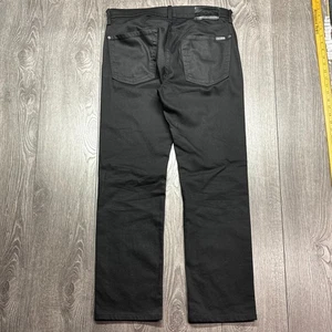 7 For All Mankind Black Coated Slimmy Jeans 31 x 30 Denim Straight Leg - Picture 1 of 12
