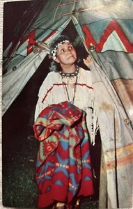 Native American Indian Woman Traditional Dress Blanket Teepe  Unposted Ck205 - Picture 1 of 2